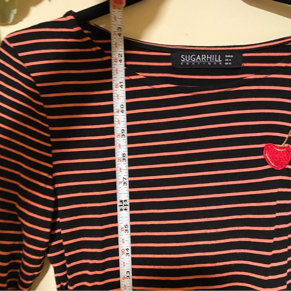 ModCloth Sugarhill Boutique Striped Cherry Embroidery Bodycon Dress - Picture 5 of 6